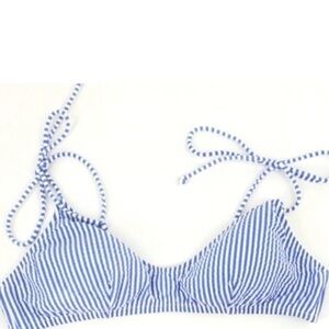 J Crew Seersucker French bikini tie strap top